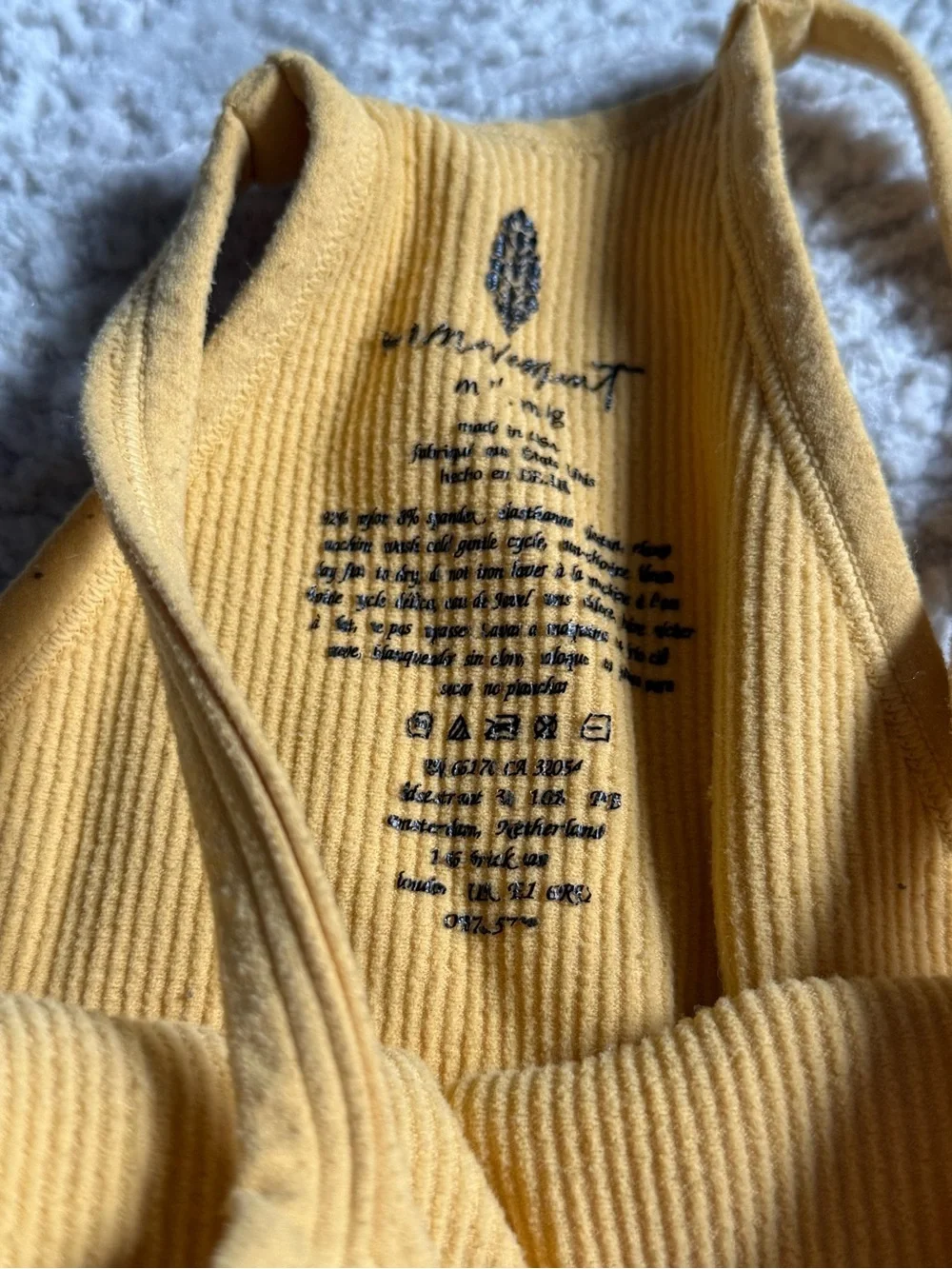 Free People Ribbed Yellow Racerback Crop Tank